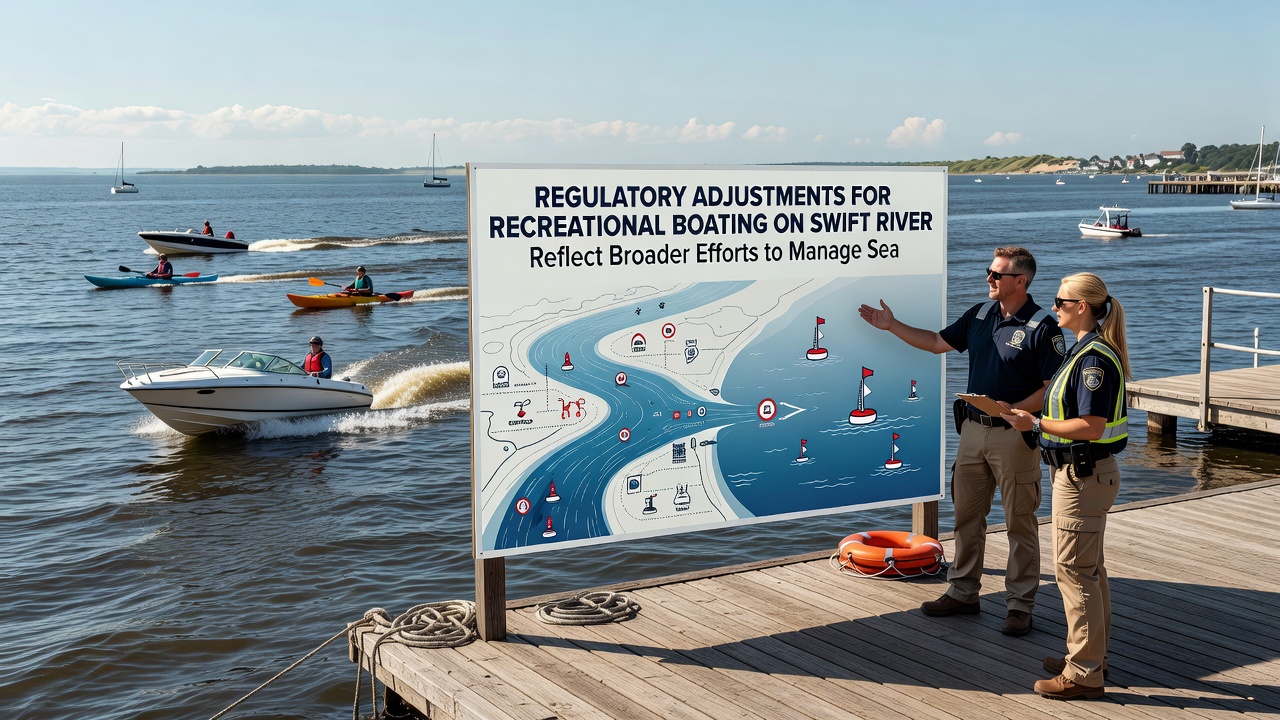Rangers checking water levels and reviewing boating permits on Swift River